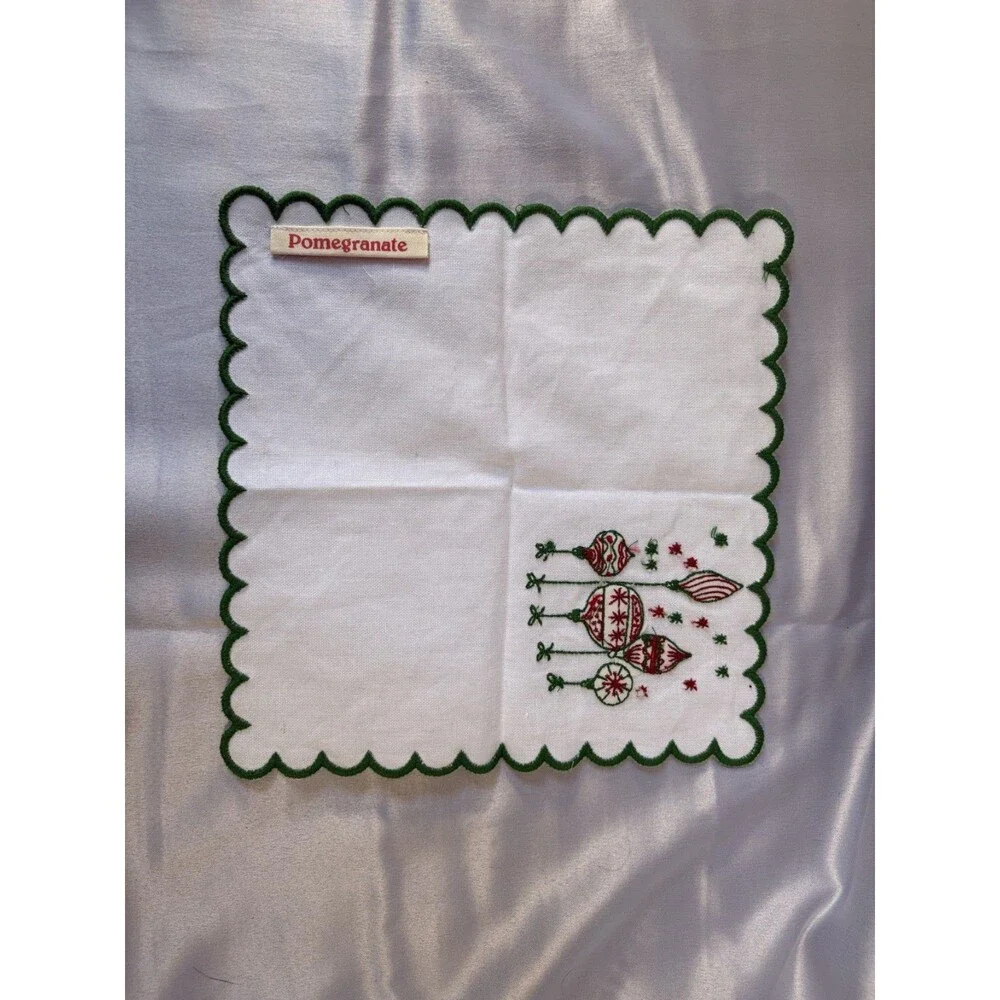 Pomegranate Inc. Embroidered Vintage Ornament Cocktail Napkins Set of 2